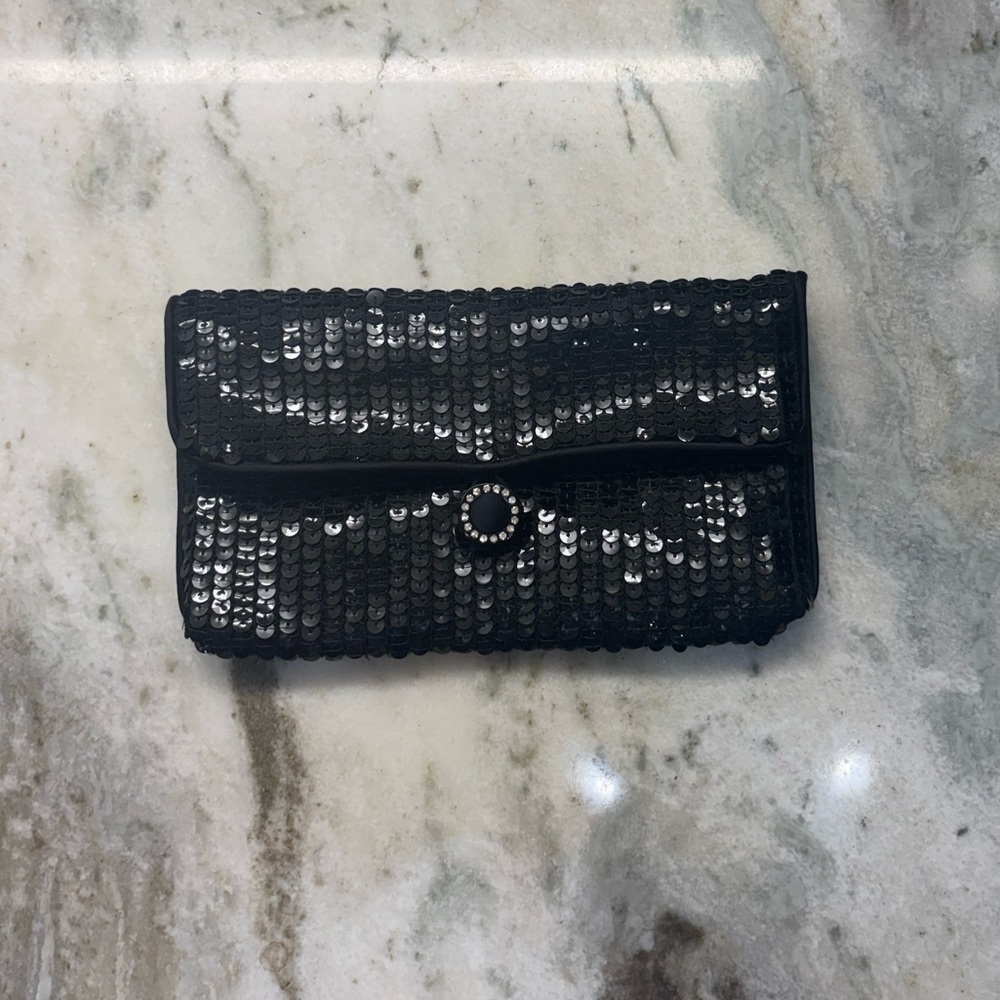 Vintage Norell 70's Black Sequin Clutch/Mini Bag/Pouch
